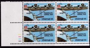 United States 1985  44cent Transpacific Airmail Plate Number Block. VF/NH