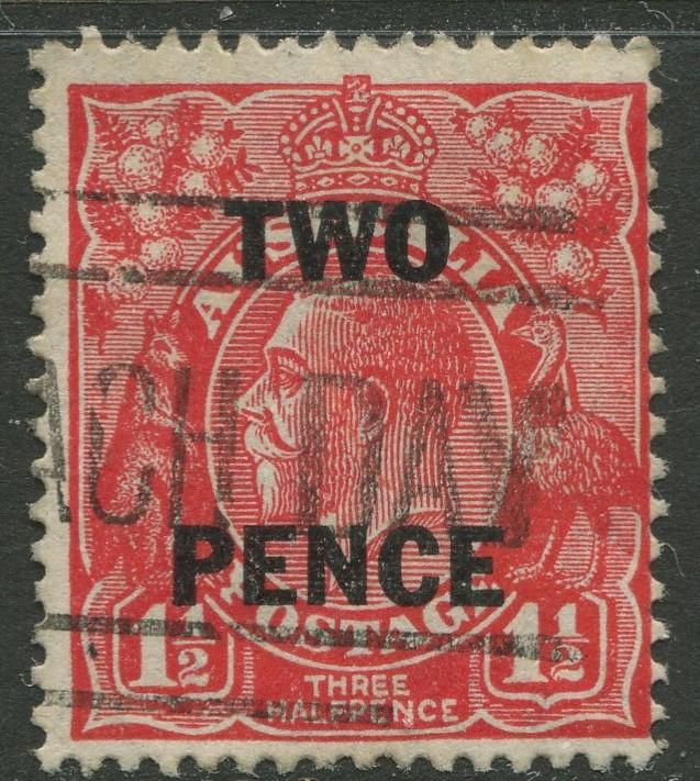 Australia - Scott 106 - KGV Head Overprint-1930 - Used - 2p on a 1.1/2p Stamp