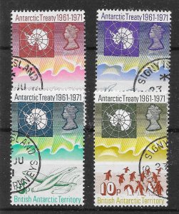 BRITISH ANTARCTIC TERR. SG38/41 1971 10th ANNIV OF ANTARCTIC TREATY USED