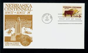 FIRST DAY COVER #1328 Nebraska Statehood 100th Anniv 5c *OFFICAL* U/A FDC 1967