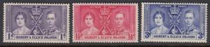 Gilbert & Ellice Isls 37-9 Coronation mnh