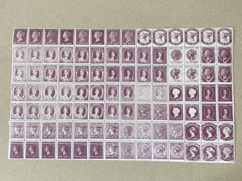 GERALD KING 'WONDERLAND' FANTASY STAMPS - BLOCK OF 98