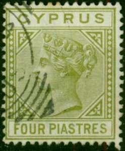 Cyprus 1883 4pi Olive-Green SG20 Fine Used