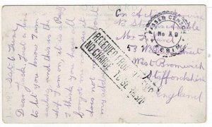 Aden 1917 postcard to England, from HMS Lake Manitoba, PERM censor handstamp