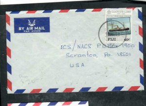 FIJI ISLANDS  COVER (P2112B) QEII 1984 40C BOAT, LLOYDS LIST A/M COVER BA TO USA 