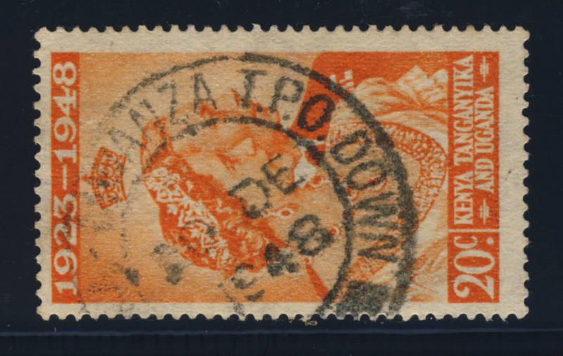 K.U.T. / TANGANYIKA 1948 SG157 CANCELLED TABORA-MWANZA T.P.O. DOWN RAILWAY DS