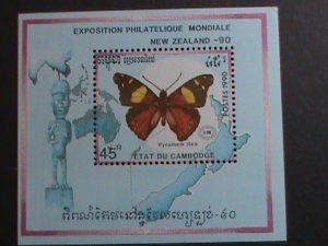 CAMBODIA-1990 SC#1071-NEW ZEALAND'90 STAMP SHOW- LOVELY BUTTERFLY MNH S/S VF