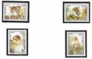 ALGERIA Sc 872-75 NH ISSUE OF 1988 - WWF - ANIMALS - MONKEYS