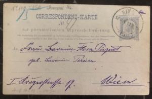 1894 Vienna Austria Pneumatic Mail Postal Stationary Postcard Cover Locally Used