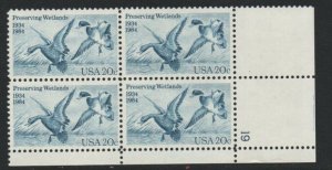 ALLY'S STAMPS US Plate Block Scott #2092 20c Waterfowl Act [4] MNH F/VF [STK]