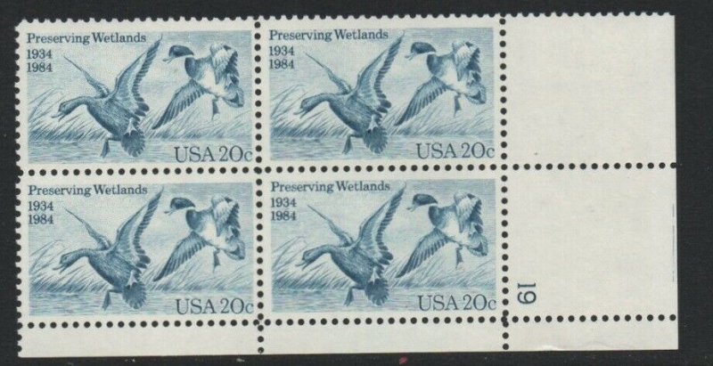 ALLY'S STAMPS US Plate Block Scott #2092 20c Waterfowl Act [4] MNH F/VF [STK]