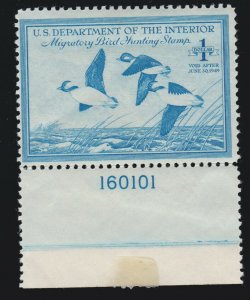 US RW15 $1 Duck Hunting Mint Plate # 160101 Single F-VF OG H SCV $60