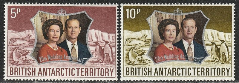 EDSROOM-13420 British Antarctic Territory 43-44 LH 1972 Complete Silver Wedding