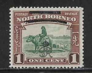 North Borneo Sc #223 1c overprint variety /shorter top bar/ OG VF