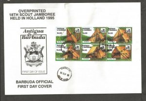 1996 Barbuda Mail ovpt Scouts World Jamboree FDC