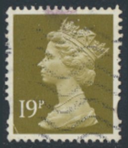 GB Machin 19p SG Y1682 1 blue band SC#  MH208 Used see scans & details