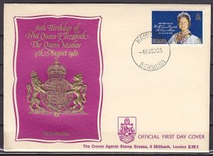 Bermuda, Scott cat. 401. Queen Mother`s Birthday issue. First day cover. ^