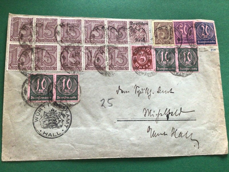 Germany 1923 Super Hyperinflation Wurtt Oberramt stamps postal cover   Ref 62376 