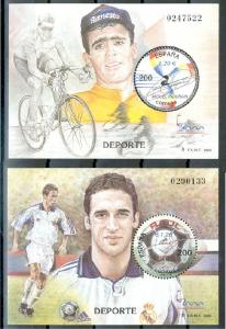 SPAIN, 2 SOUVENIR SHEETS SPORTS, MINT NEVER HINGED **!