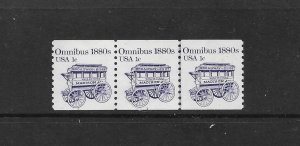 US Stamps: #1897; 1c Omnibus 1880s Coil; #1 PNC3; MNH