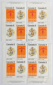 CANADA 1972 #565a Plain Indians Set of 4 Plate Blocks - MNH