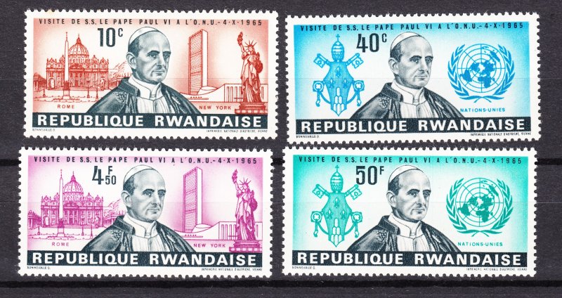 J27277, 1966 rwanda set mh #147-50 pope paul