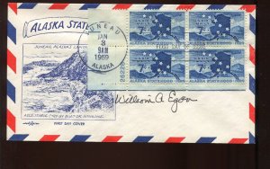 ALASKA GOVERNOR WILLIAM EGAN SIGNED 1959 STATEHOOD FIRST DAY COVER LV4481