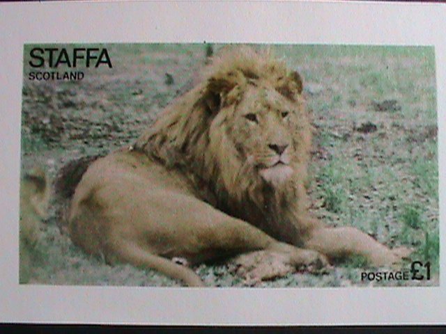 ​SCOTLAND-STAFA STAMP- KING OF THE FOREST-LION-IMPERF-MNH S/S SHEET VERY FINE