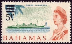 Bahamas 1966 5c on 4d Green, Blue and Orange-Brown SG 277 MNH