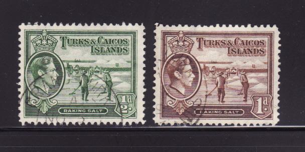 Turks and Caicos Islands 79-80 U George VI, Raking Salt (A)