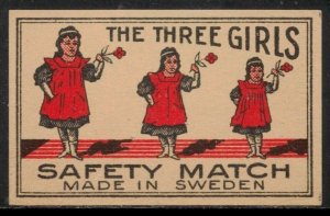 SWEDEN VINTAGE MATCHBOX LABEL THE THREE GIRLS  CINDERELLA (MBL02)