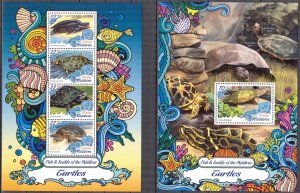 Maldive Islands 2016 Marine Life Turtles Sheet + S/S MNH