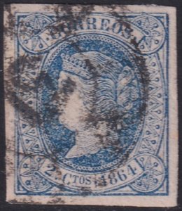 Spain 1864 Sc 61 used cartwheel 31 (León) cancel