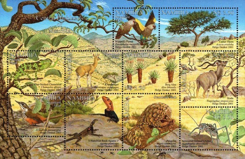 Namibia #987 a-j  Sheet of 10  Flora and Fauna of Central Highlands  MNH  2003