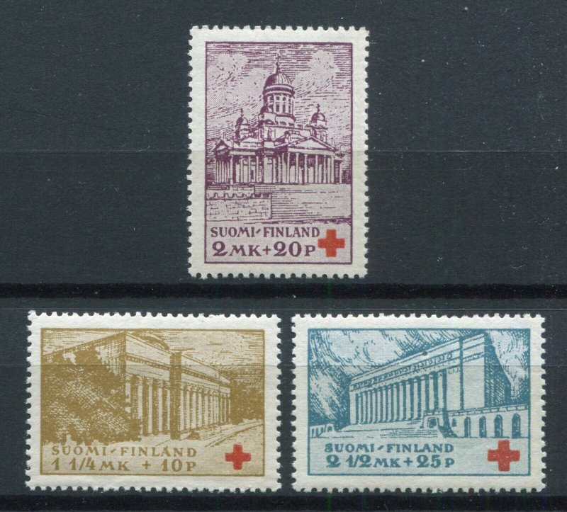 FINLAND 1932 VERY GOOD RED CROSS SET SCOTT B9-B11 FACIT 177-179 PERFECT MNH