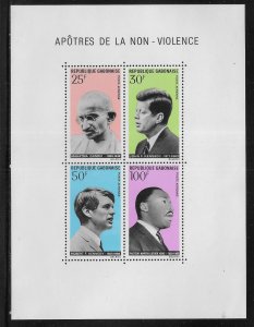 GABON Sc#C81a Mahatma Gandhi of India, King, Kennedy Non-Violence M/S (1969) MNH