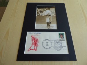 Lou Gehrig baseball photograph and 1989 Hall of Fame USA Cover