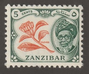 Zanzibar, scott#249,  mint, hinged, 5 cents,