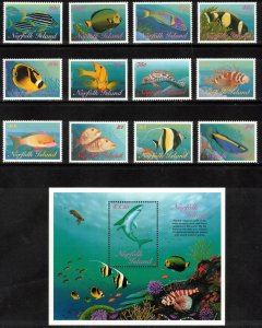 NORFOLK ISLAND 1998 Reef Fish; Scott 646-58, SG 666-78; MNH