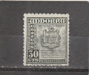 Andorra (Spanish Administration)  Scott#  42  MNH  (1948 Coat of Arms)