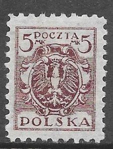 Poland 152A: 5m Eagle on a Baroque Shield, perf 9, unused, NG, F