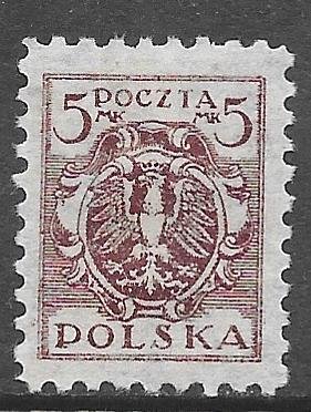 Poland 152A: 5m Eagle on a Baroque Shield, perf 9, unused, NG, F