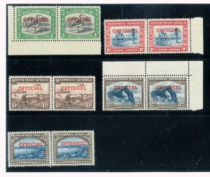 P3134 - S.W.A., S.G. O 18 / O 22 MNH, CORNER STAMPS AND ONE BORDER OF THE SHEET,-