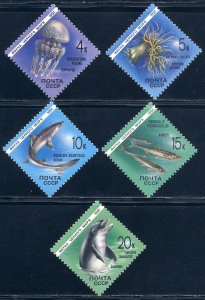 Russia 1991 Sc 5954-8 Marine Life Fish Dolphin Squid Octopus Mammal Stamp MNH