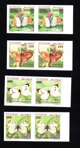 2014 – Tunisia- Butterflies - Papillons / Imperforated paire - Complete set 4v 