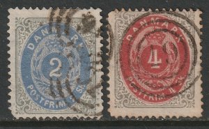 Denmark 1870 Sc 16,18 used