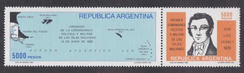 Argentina # 1366a, Louis Venet, Map, NH, 1/2 Cat.