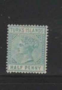 TURKS ISLANDS #48 1885 1/2p QUEEN VICTORIA MINT VF LH O.G a