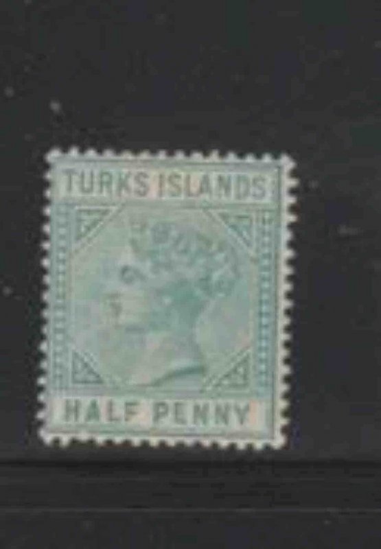 TURKS ISLANDS #48 1885 1/2p QUEEN VICTORIA MINT VF LH O.G a