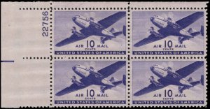 US #C27 10 TRANSPORT MNH UL PLATE BLOCK #22756 DURLAND $6.00